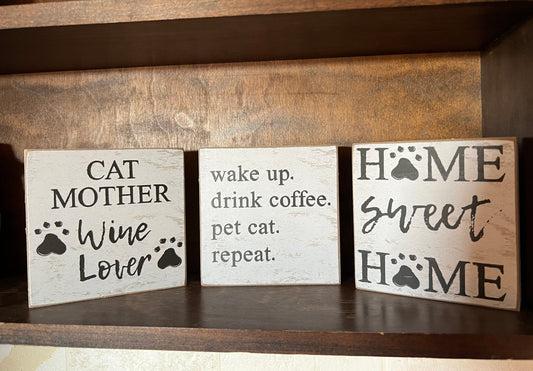 Cat Lover Square Blocks, choose from 3 designs