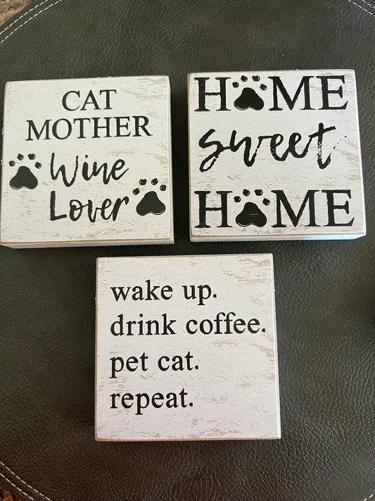 Cat Lover Square Blocks, choose from 3 designs